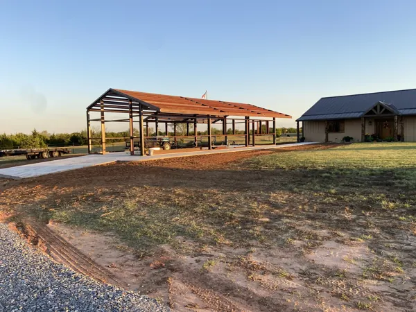 Metal roof on an open-sided pavilion, Sherman, TX