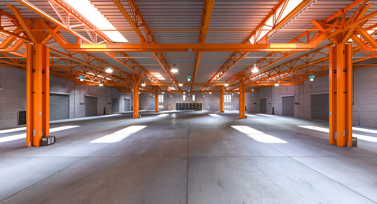 Metal construction workers and steel beams