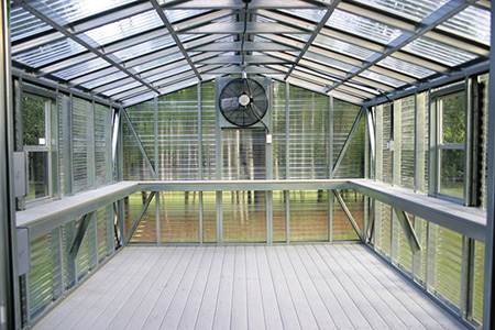 Greenhouse-style metal shed structure